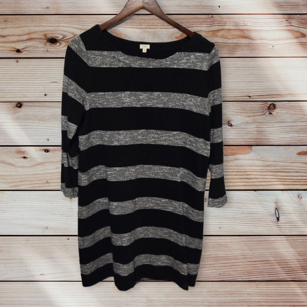J. Crew Gray/Black Striped Knit Dress Size Small